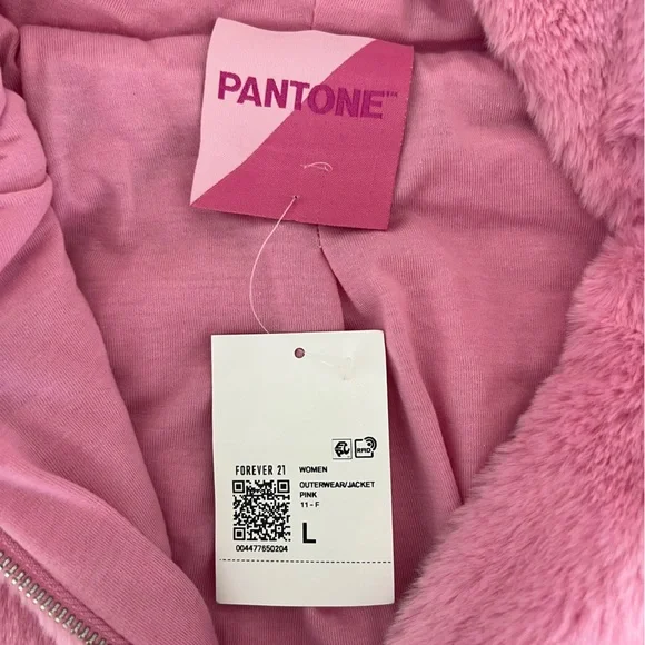 NWT Pantone Fuzzy Pink Puffer Jacket - Picture 2 of 7